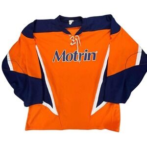 Vintage Motrin Hockey Jersey AK McNeil Consumer Healthcare‎ 26 Orange Blue XL